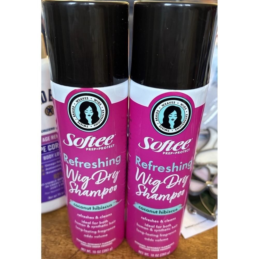 2pk SOFTEE REFRESHING HUMAN & SYNTHETIC WIG DRY SHAMPOO SPRAY COCONUT HIBISCUS